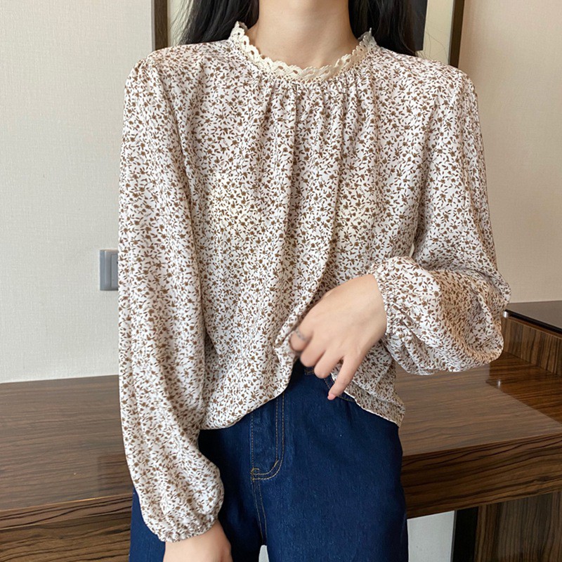 Áo nữ tay dài họa tiết hoa xinh xắn dễ thương