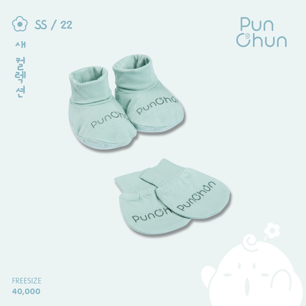 [PUNCHUN] Set bao tay bao chân Punchun xanh ngọc cho bé sơ sinh