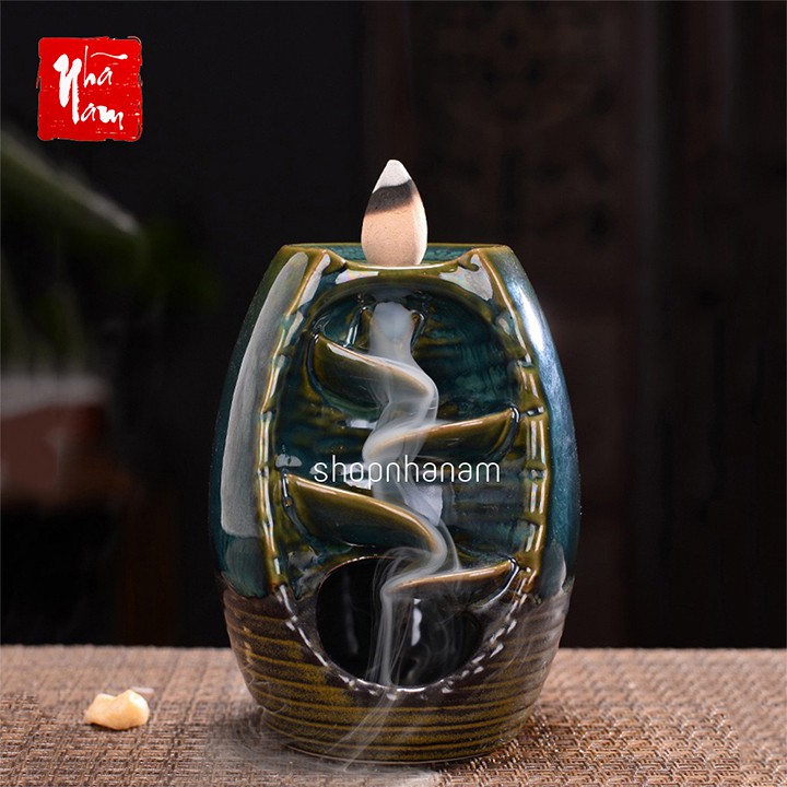 Thác khói trầm hương men ngọc thác suối chảy ngược tặng 3 nụ trầm