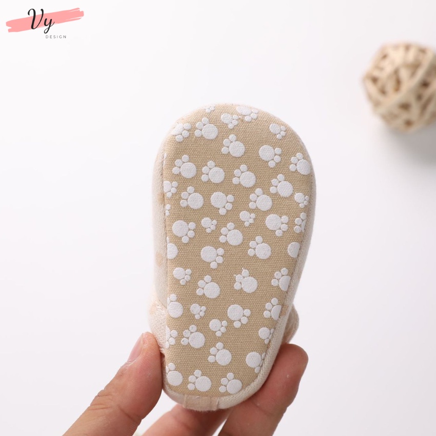 Giầy Tập Đi Cho Bé VY DESIGN. Giầy Cho Bé Sơ Sinh 0 12 Tháng Chống Trượt, Êm Mềm, Chất Liệu Cotton Tự Nhiên