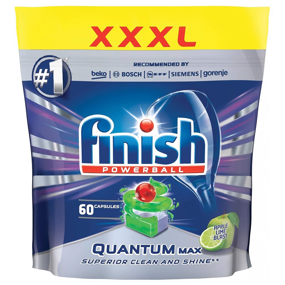 Viên rửa chén bát Finish Quantum Max & Quantum (hương chanh) Túi 72v -60v - 54v - 36v