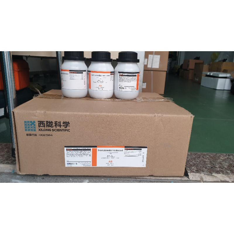 Hóa chất: Iron powder reduced Fe bột - Sắt bột 500g T.Quốc