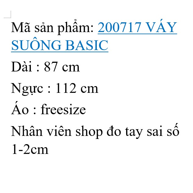 200717 VÁY SUÔNG BASIC - FREESIZE | BigBuy360 - bigbuy360.vn