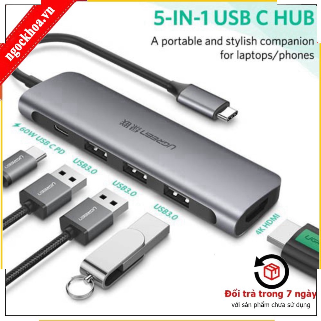 Cáp USB type-C sang HDMI/ Hub USB 3.0 Ugreen 50209