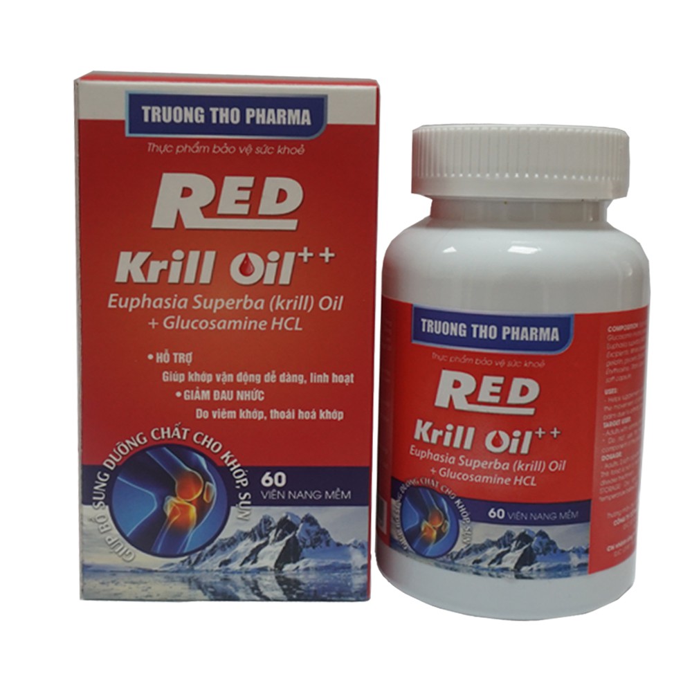 Thực phẩm bảo vệ sức khỏe RED Krill Oil ++ giúp tăng cường dịch khớp, tái tạo sụn khớp - Trường Thọ Pharma hộp 60 viên