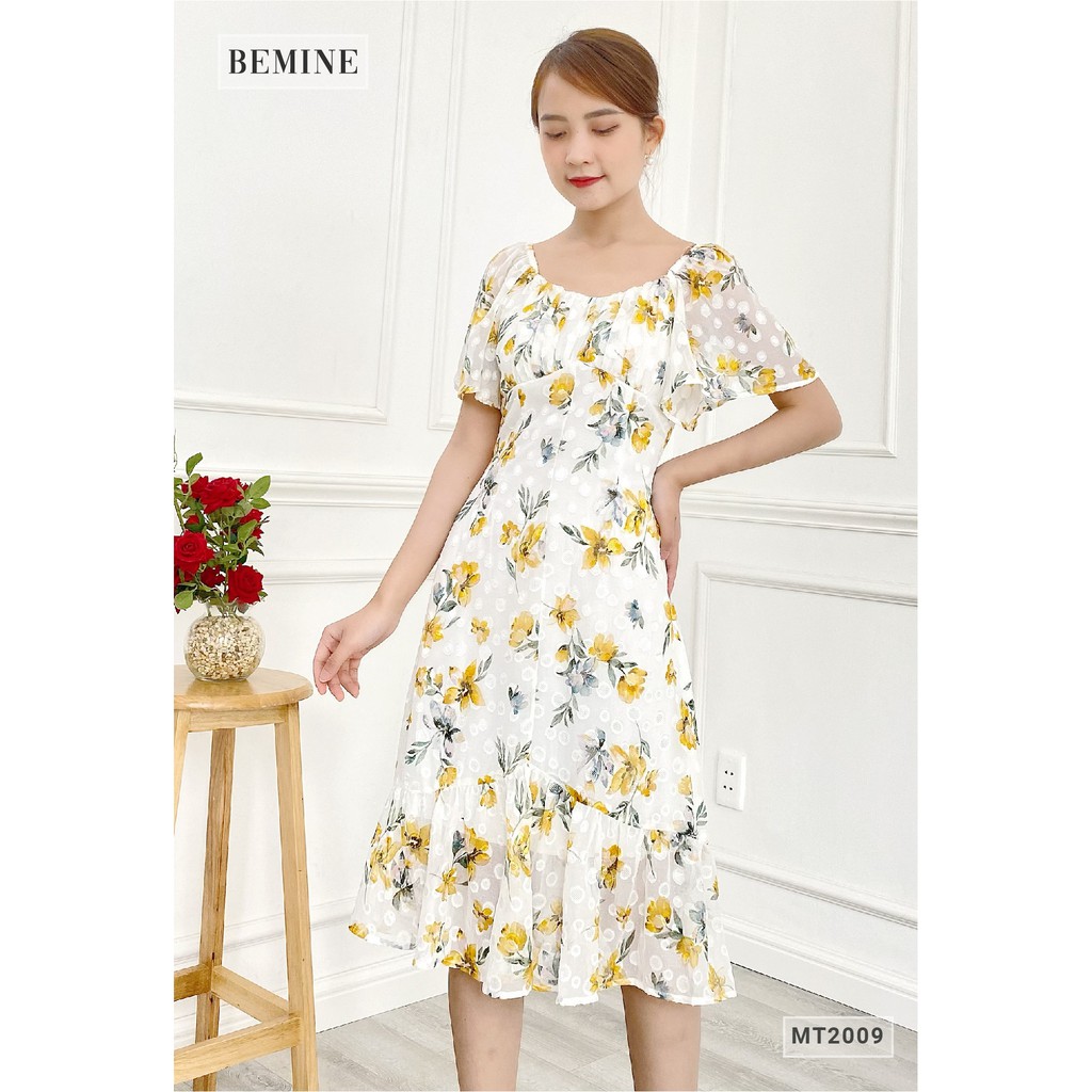 Đầm hoa ly ngực tùng đuôi cá cánh tiên BEMINE MT2009VANG | BigBuy360 - bigbuy360.vn