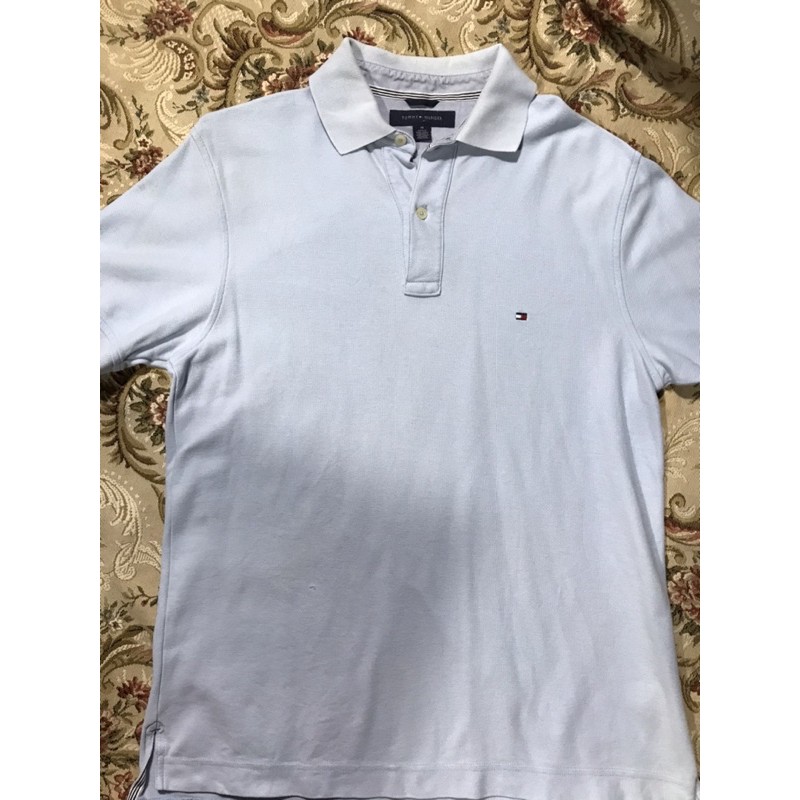 Áo thun ngắn tay có cổ hiệu Tommy Hilfiger màu xanh size M