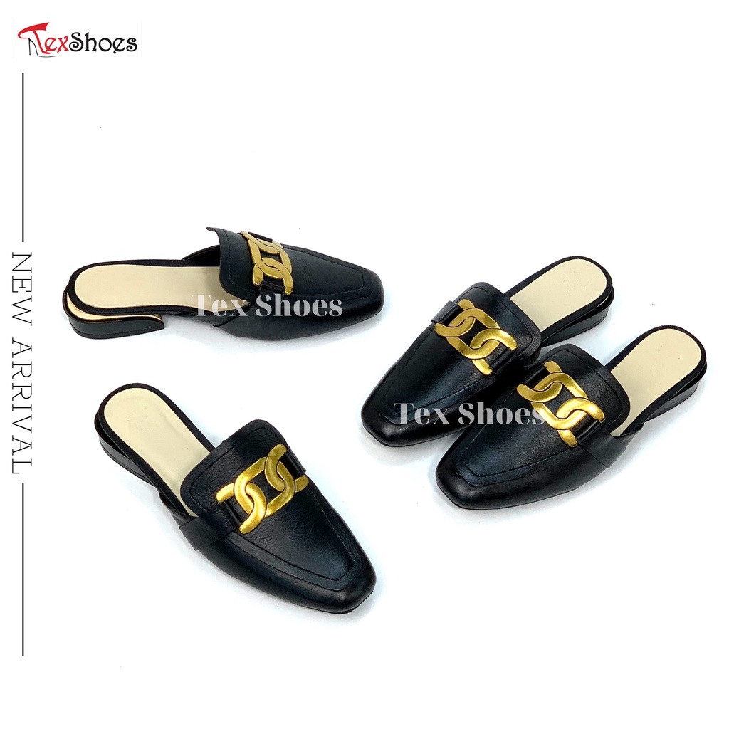 Sục nữ chất liệu da thật khuy kim loại VNXK TEX SHOES