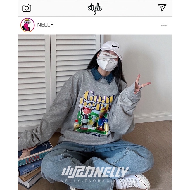 Áo sweater nelly heybig nỉ lót lông sale (có sẵn) goal berd