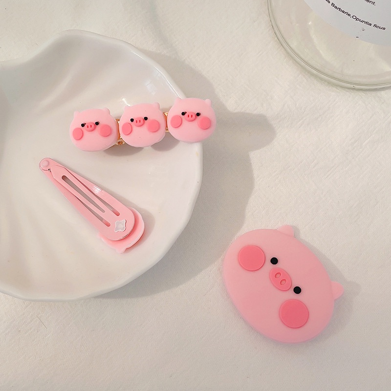 Kẹp Tóc Nhựa Hình Chú Heo Hoạt Hình Dễ Thương Cho Nữ