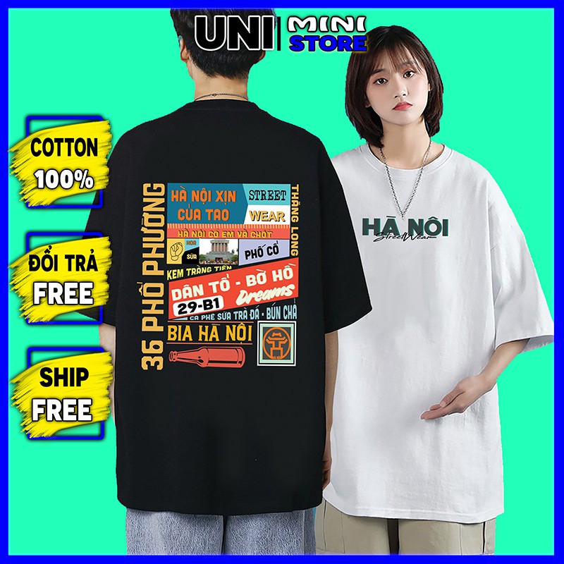 Áo Thun Tay Lỡ Hà Nội Xịn Áo Phông Cotton Nam Nữ Unisex - In Hình Local Brand Streetwear Oversize Form Rộng AQ15