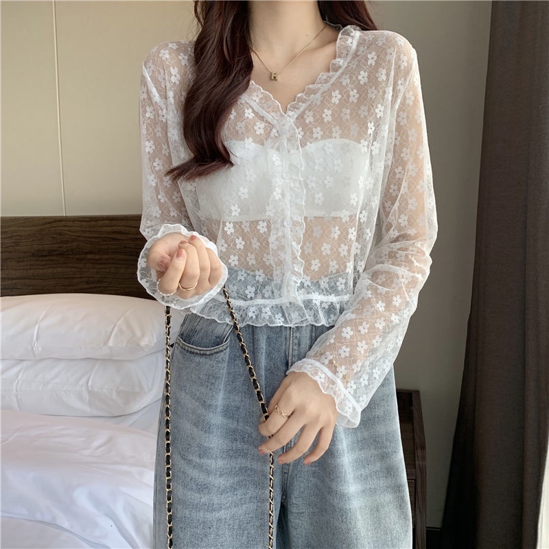 Áo Khoác Cardigan Chiffon Mỏng Phối Ren Thời Trang Mùa Hè Hàng Mới 2022 Dành Cho Bạn Nữ