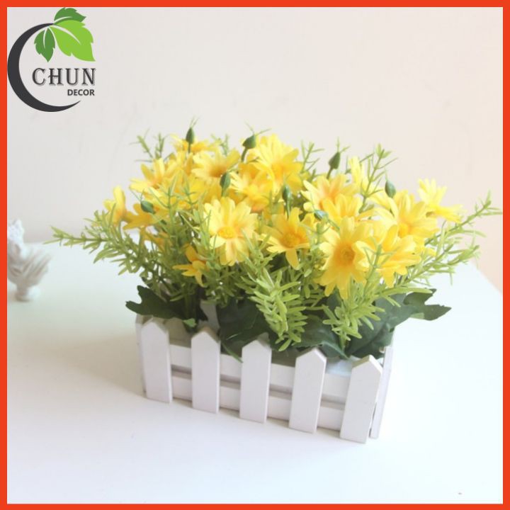 Giỏ hoa giả - Hàng rào hoa cúc hoạ mi dài 16cm nhiều màu trang trí nhà cửa