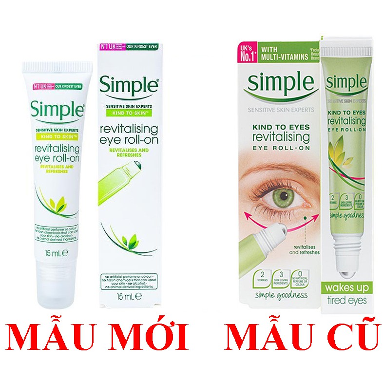 [Chuẩn Auth] Lăn dưỡng mắt Simple Kind To Eyes Revitalising Eye Roll-On 15ml