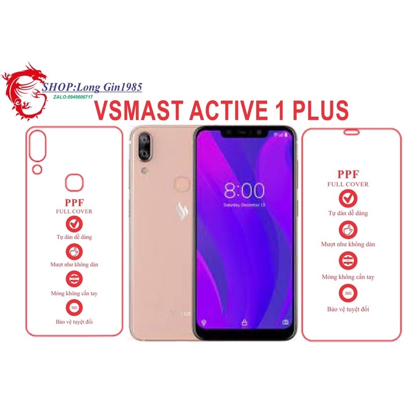 Vsmart Active 1 Plus miếng dán trong Ppf mặt trước mặt sau chống va đập chống trầy xước tốt