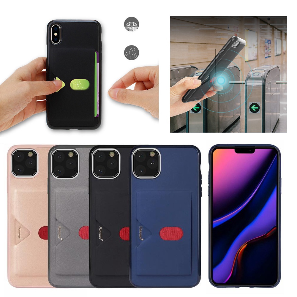 Ốp điện thoại nhựa nhám có ngăn đựng thẻ bảo vệ cho iPhone 11 Pro Max X XS MAX 6 6S Plus 7 8 Plus