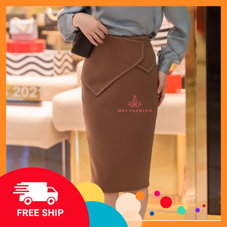 [FREESHIP EXTRA] Chân váy công sở vạt chéo bút chì - vạt chéo chỉ nổi 2 khuy sắt, hàng công sở cao cấp