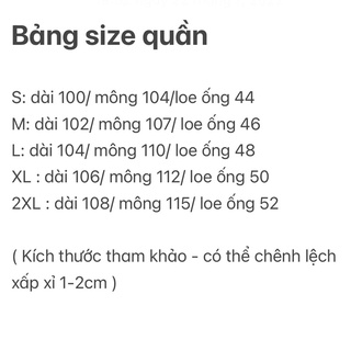 Quần unisex cột eo bảng size cuối ( hàng oder 15 ngày không huỷ )