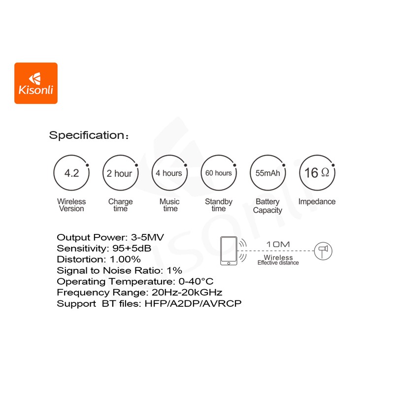 Tai nghe bluetooth thể thao Kisonli A2 chống nước tiêu chuẩn - thiết kế nam châm 2 đầu (đen)