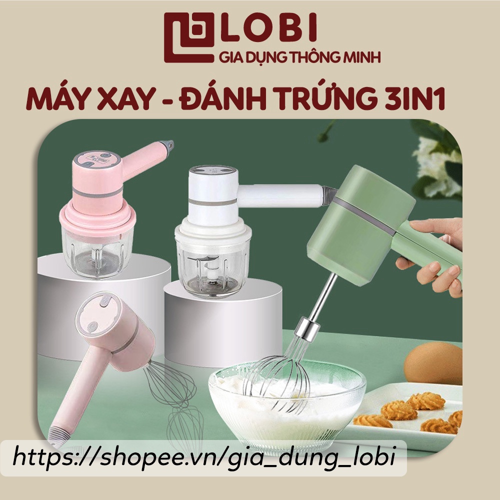 Máy đánh trứng cầm tay Máy đánh kem làm bánh Máy xay tỏi ớt chế biến thực phẩm không dây sạc pin tích điện