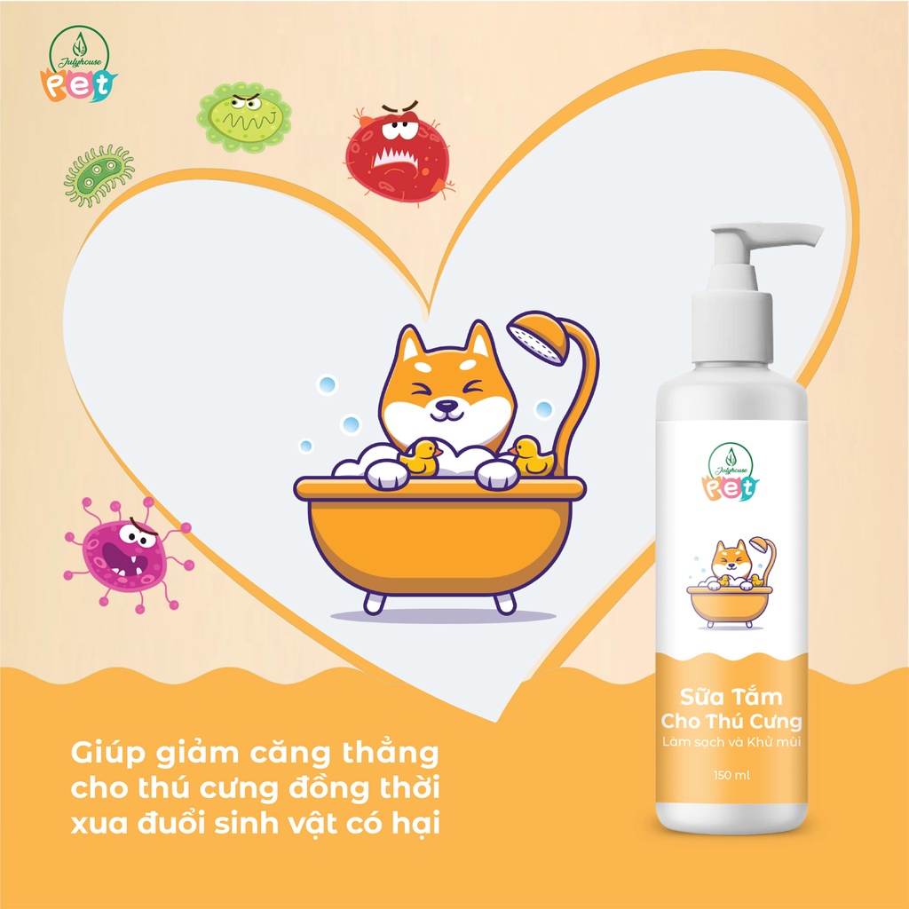 Sữa tắm cho chó mèo 150ml/500ml Julyhouse thơm mát khử mùi hôi