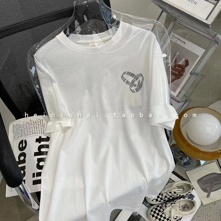 Áo thun Xiaozhainv 100% cotton tay ngắn dáng rộng phong cách thời trang Hàn Quốc cao cấp