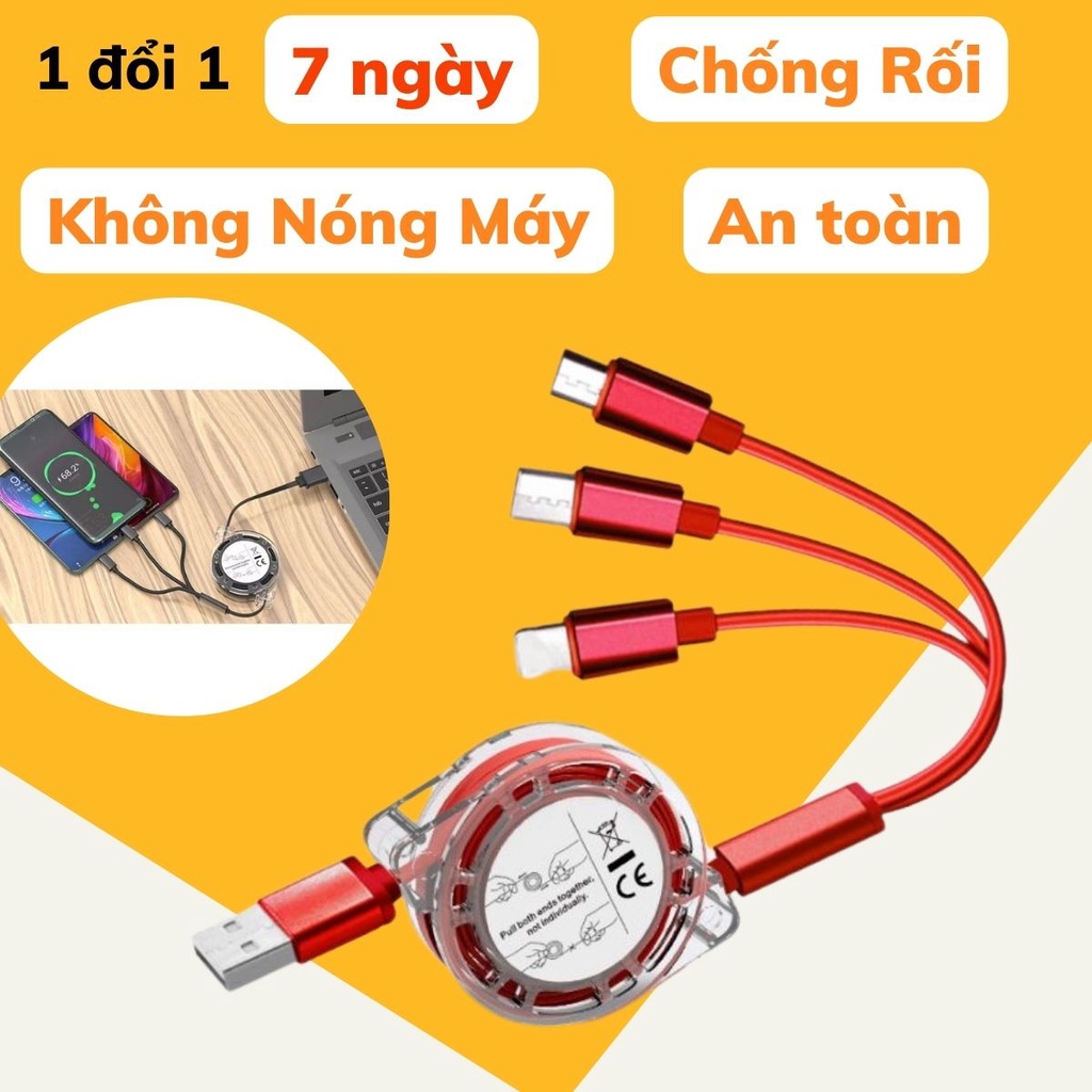 Dây Cáp Đa Năng 3 Trong 1 Phù Hợp Cho Cả Aindroid và Iphone Thiết Kế Dây Rút Chống Rối Đa Năng Siêu Tiện Lợi Angola_shop