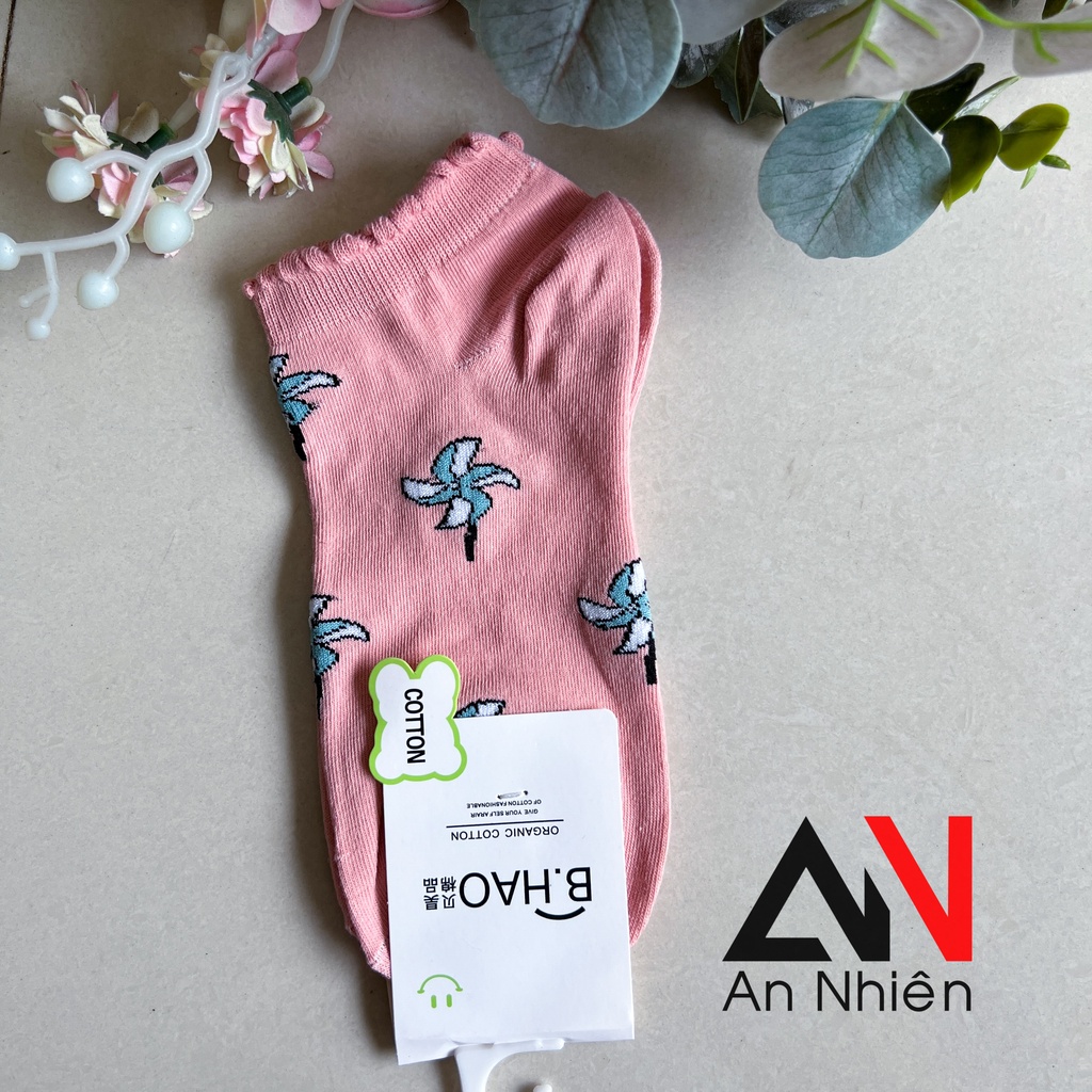 Vớ tất nữ cổ ngắn chất liệu cotton co giãn bốn chiều thoáng khí