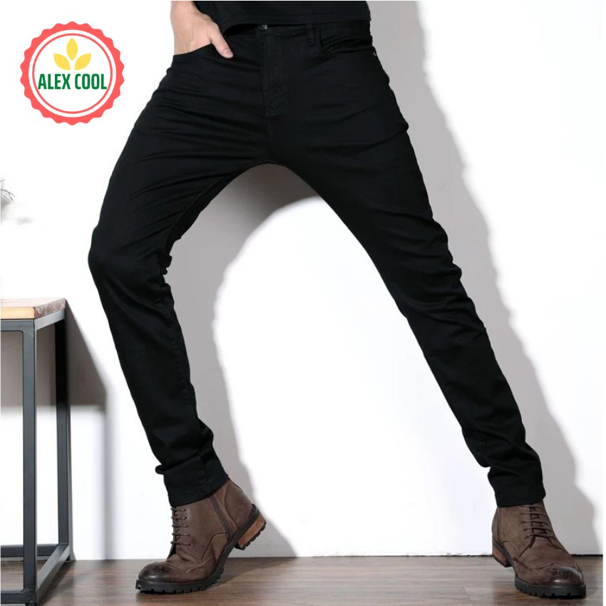 [ Free Ship ] Quần jean nam đen trơn chất kaki nhẹ ống côn cao cấp, phù hợp mùa hè, alex cool