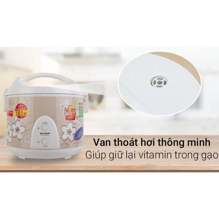Nồi cơm điện Sharp 1.8 lít KS-N191ETV-Hàng trưng bày -SX Thailan,Lòng nồi chống dính,nấu 3D