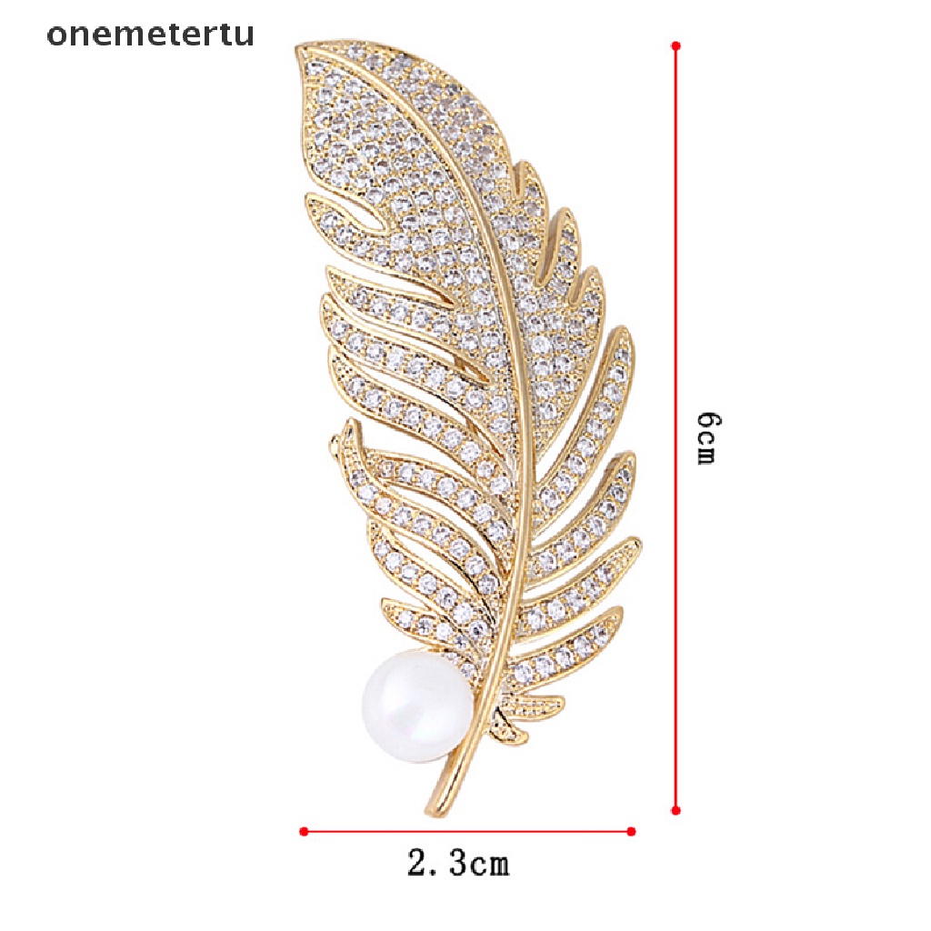 Ghim Cài Áo Hình Lông Vũ Đính Ngọc Trai Nhân Tạo Thời Trang