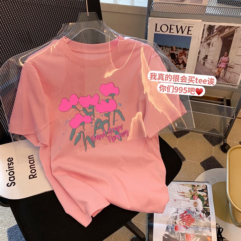 Korean version of loose fashion print trend short-sleeved T-shirt woman