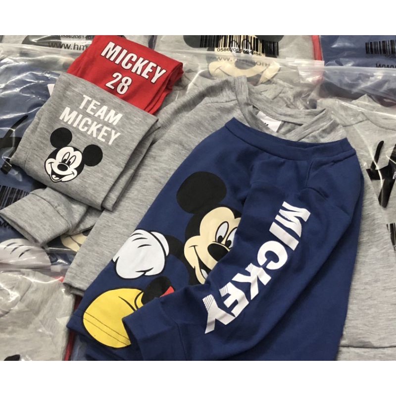Set 2 bộ cotton dài tay Mickey Hm cho bé trai cực đẹp