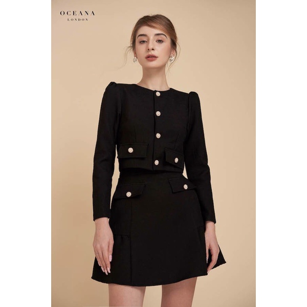 Oceana London - Áo khoác croptop cổ tròn Lucille top