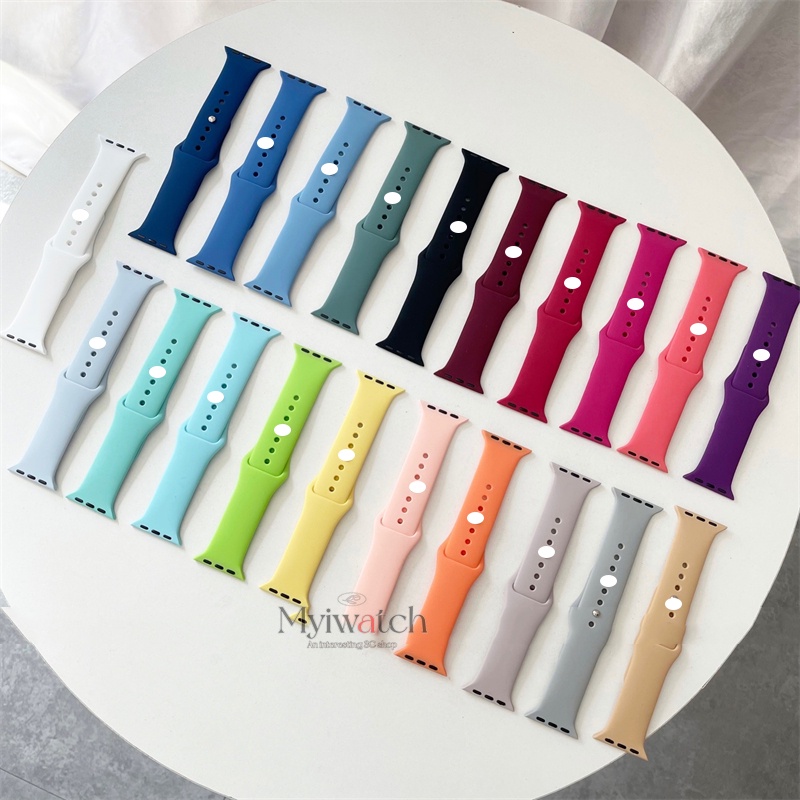 Dây Đeo Silicon Mềm 25 Màu Kẹo Cho Đồng Hồ Thông Minh iwatch series 7 6 5 SE 4 3 2 45mm 41mm 44mm 40mm 38mm 42mm Màu Sắc
