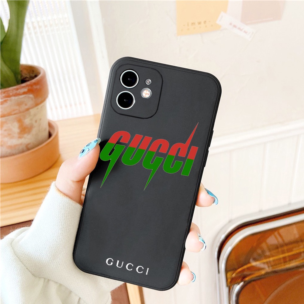 Ốp Lưng Iphone TPU Cạnh Vuông G.u.c.c.i Chữ Xanh Đỏ,  BVC Iph6/6plus/6s/6splus/7/7plus/8/8plus/x/xs/11/12/pro/13/promax