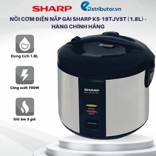 [Mã 99ELHA giảm 7% đơn 300K] Nồi Cơm Điện Nắp Gài Sharp KS-19TJVST (1.8L) - Hàng chính hãng