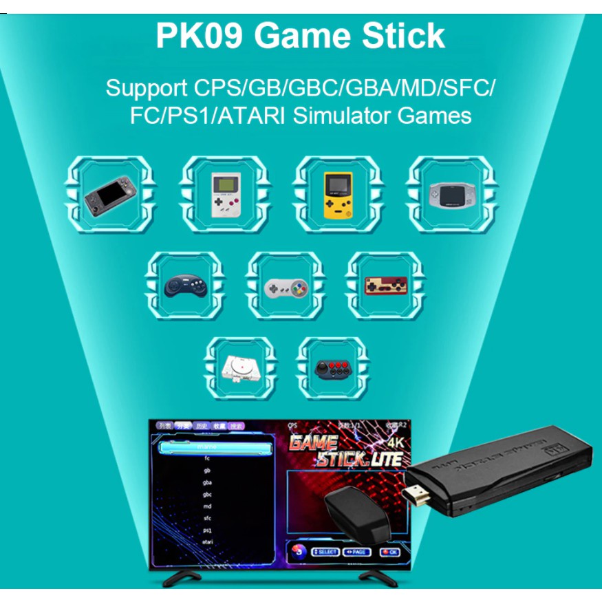 Máy chơi game 10000 trò - Game Stick 4K kèm 2 tay cầm chơi game - Kết nối Tivi HDMI - Tặng Thẻ nhớ 64G-BH 12 tháng