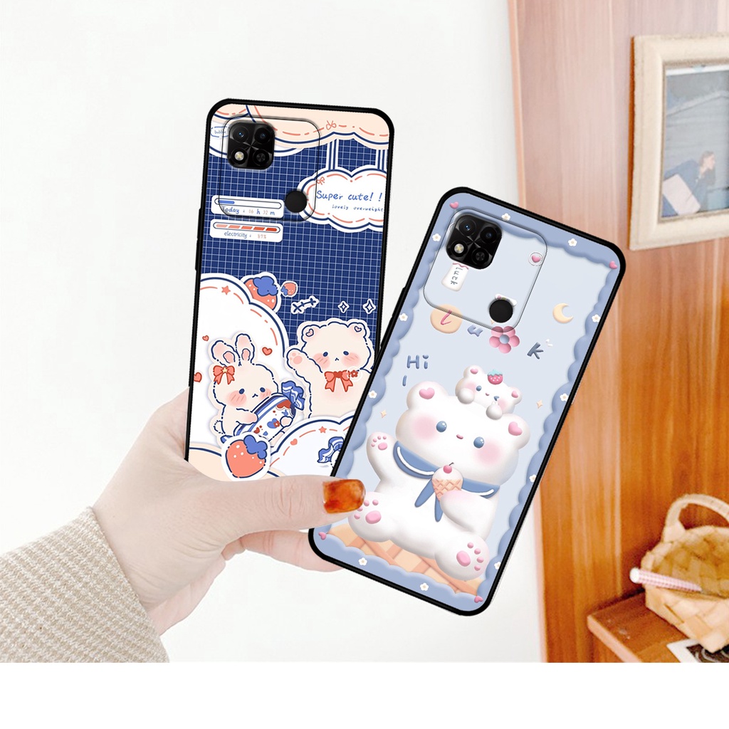 Ốp lưng Redmi 10C - Redmi 10A in hình caro gấu thỏ dễ thương