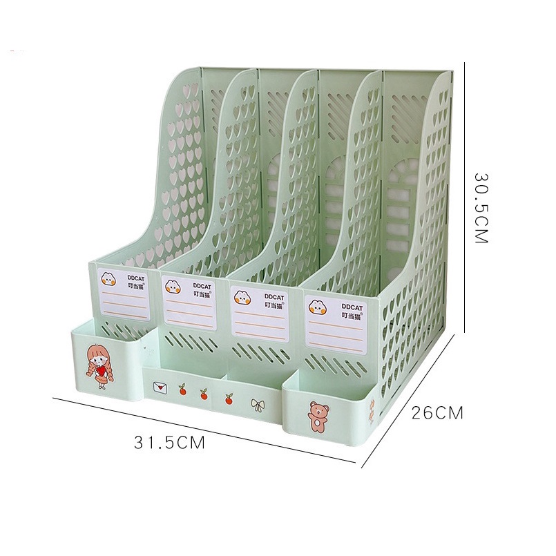 Khay Kệ dựng 4 ngăn Lizamo để tài liệu, giá đựng sách decor bàn học K184 Tặng kèm nhãn dán