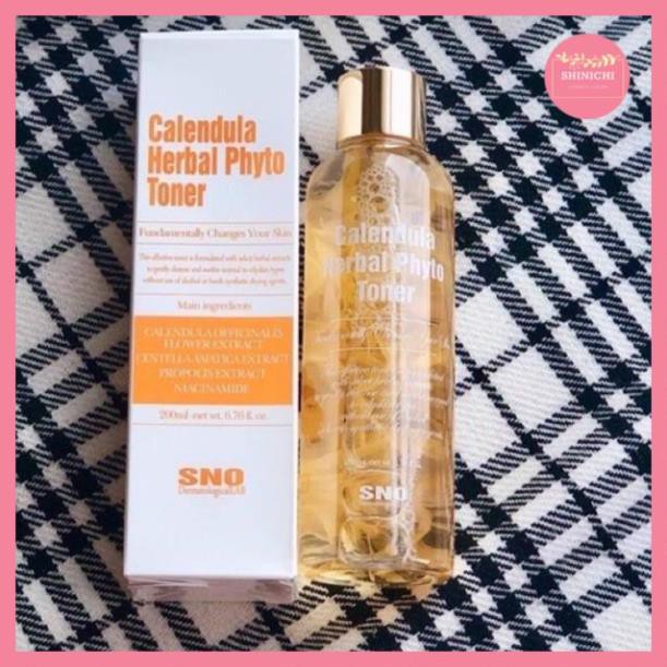 Toner Nước Hoa Cúc Chứa Cánh Hoa Tươi SNO Calendula Herbal Phyto Toner