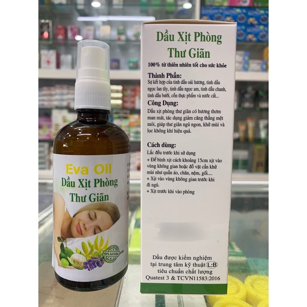 Dầu xịt phòng thư giãn Eva oil - 100ml - Giúp giảm căng thẳng mệt mỏi; giúp thư giãn ngủ ngon; khử mùi và lọc không khí