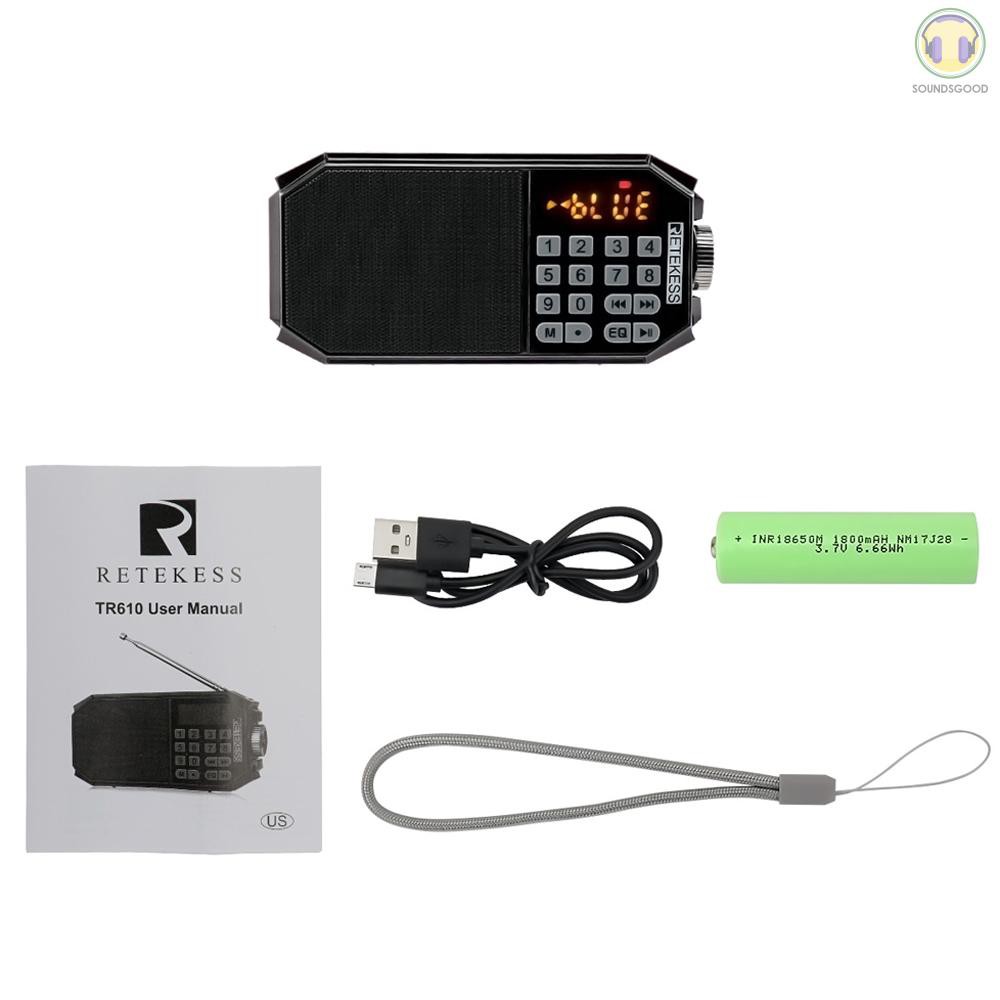 Máy Nghe Nhạc Mp3 Retekess Tr610 Fm Radio Kỹ Thuật Số Bluetooth Có Màn Hình Led Hiển Thị