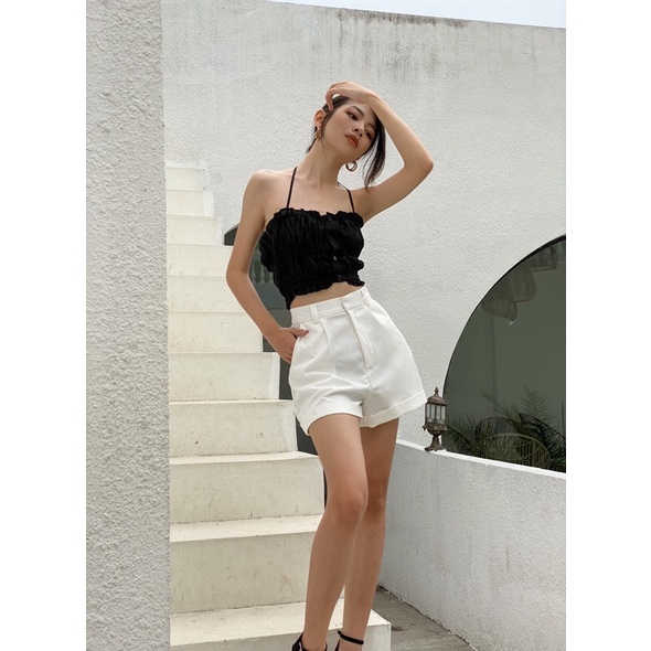 HIN | Áo nhún cột cổ đen - Cami Top | BigBuy360 - bigbuy360.vn