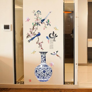 Decal 3D Bình hoa đào