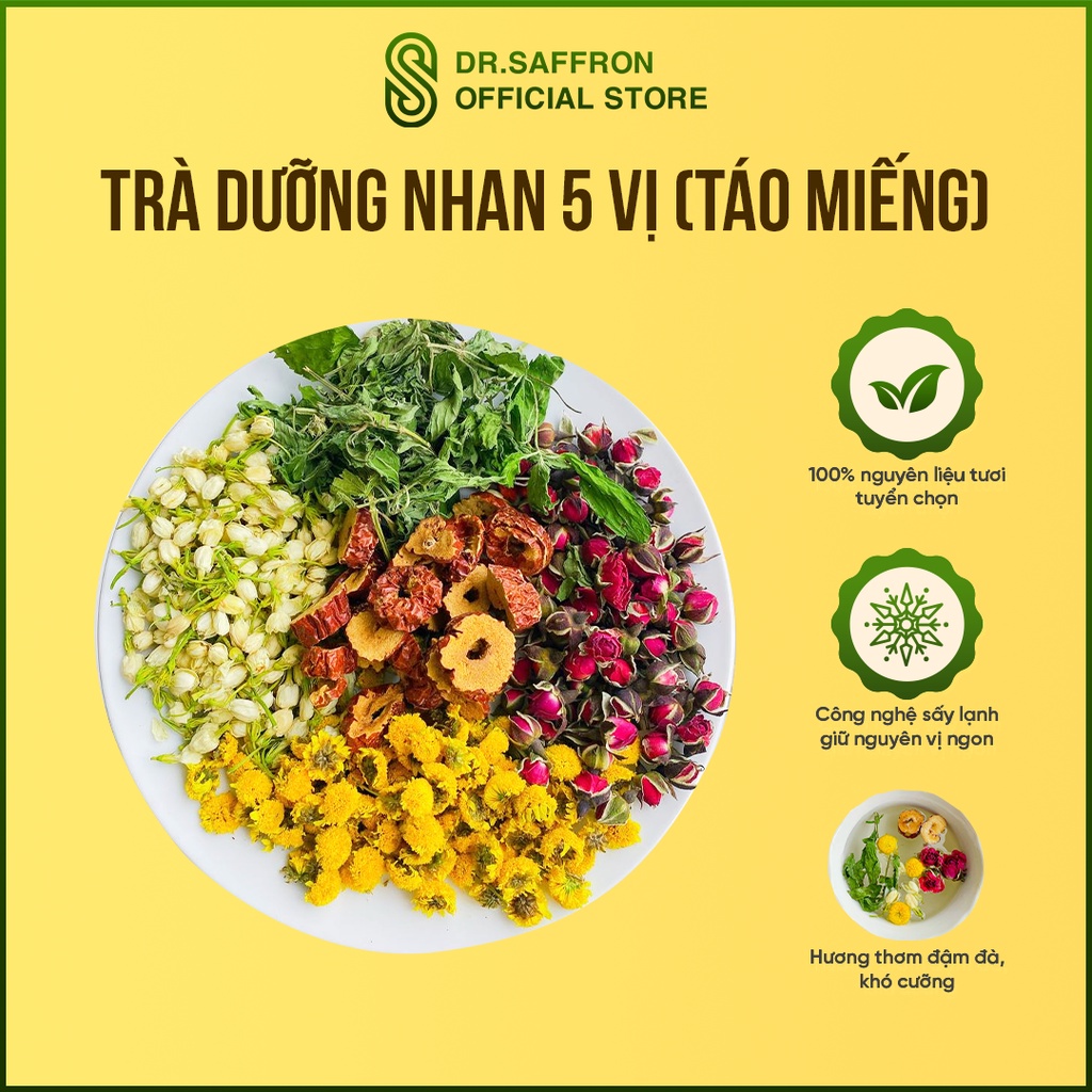 [Gift] Trà Dưỡng Nhan 5 Vị (Hoa Cúc, Hoa Hồng,Táo Đỏ, Cỏ ngọt, Hoa Nhài) Gói 10gr