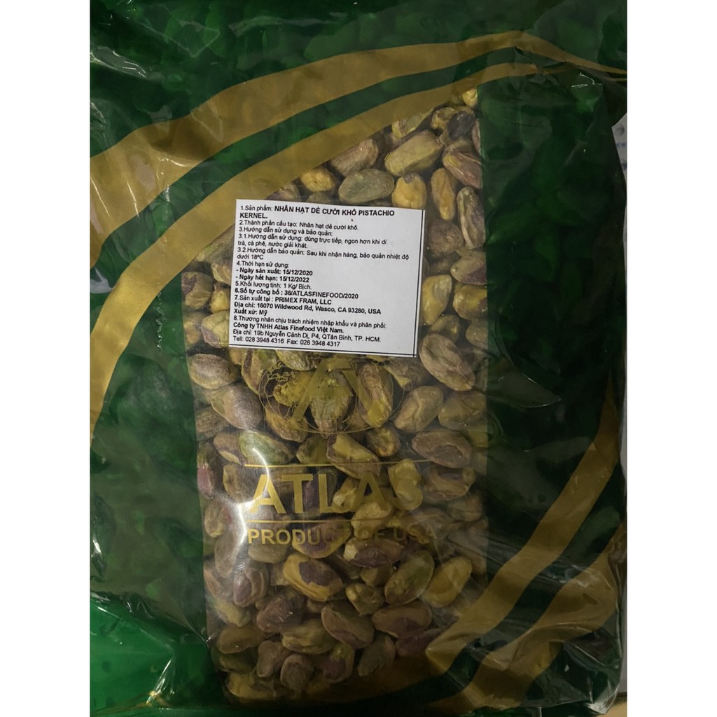 Nhân hạt dẻ cười khô – Primex Farms Pistchios 1KG