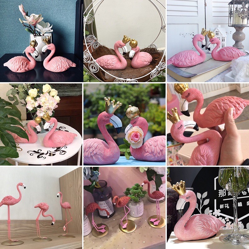 [ TCombo 3 tượng hồng hạc trang trí flamingo style bắc âu trang trí nhà cửa