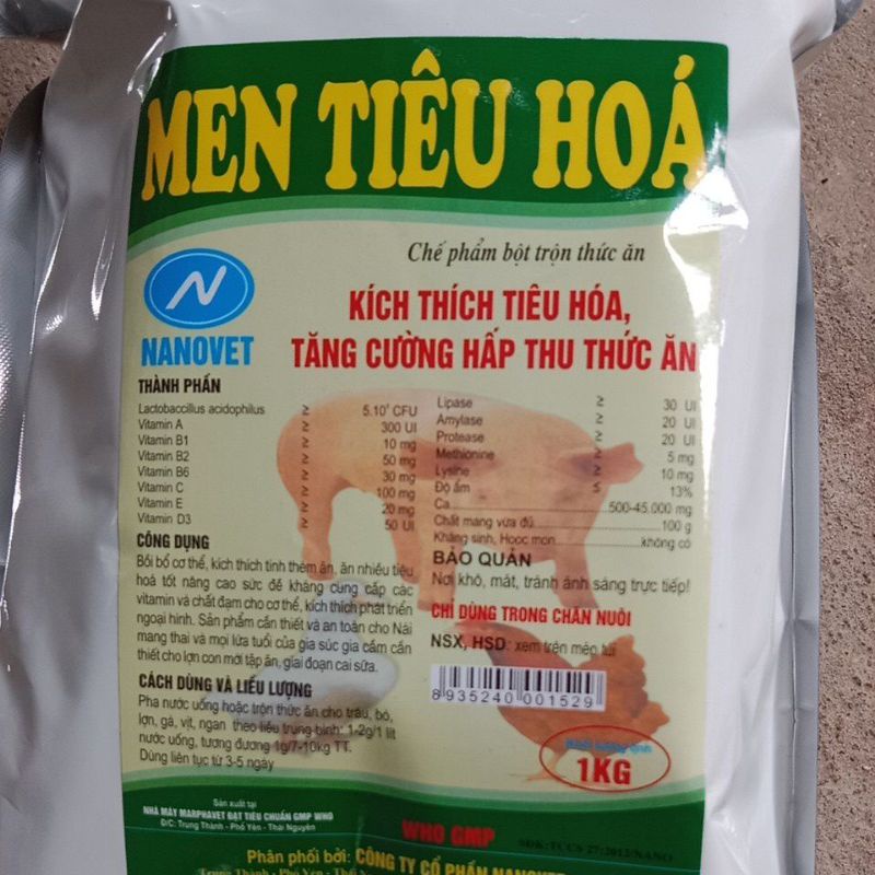 Men tiêu hóa cho gia súc gia cầm lợn gà vịt ngan trâu bò dê, thỏ, chó mèo