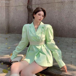 Bộ Áo Camisole Đính Ngọc Trai Giả + Áo Dài Tay Thời Trang Xuân Hè 2021 (Trong 15 Ngày)